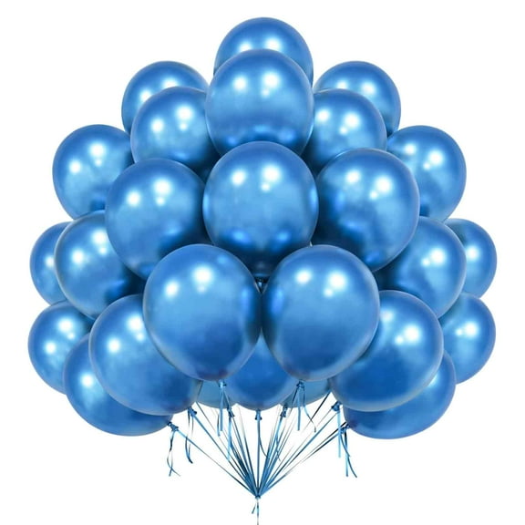 50 Pcs Metallic Blue Balloons 10inch, Happy Birthday Decorations Blue Balloons, Latex Helium Balloons for Birthday, Graduation Christening, Wedding, Engagement, Girls Boy Baby