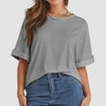 thumbnail image 4 of Women Oversized T Shirt 60 Polyester 35 Rayon 5 Spandex Crewneck Short Sleeve for All Seasons, 4 of 7