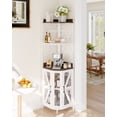 thumbnail image 1 of 68" Grey Corner Bar Cabinet with LED Lights & Power Outlet – 5-Tier Freestanding Wine Rack, Glass Door, Barn Door, Glass Holder, Rustic Industrial Wine Storage for Dining or Living Room – Color: Grey, 1 of 7