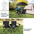 thumbnail image 5 of Double Camping Chair for 2 People – Portable Folding Outdoor Loveseat with Removable Umbrella, Cup Holders and Carrying Bag, 5 of 8