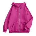 thumbnail image 6 of Oversized Zip Up Hoodie For Women Casual Long Sleeve Sweatshirts Fall Winter Track Jackets Hot Pink XL, 6 of 8