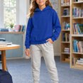 thumbnail image 2 of CUZIBR Little Girls Hoodies Basic Solid Color Sweatshirt Pullover Long Sleeve Soft Outdoor Tops,Blue,8-9 Years, 2 of 4