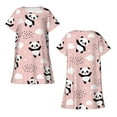 thumbnail image 5 of Salouo Panda Print Short Sleeve Sleepshirt for Womens Comfy Nightgown Scoopneck Cute Nightdress Ruffle -XX-Large, 5 of 7