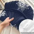 thumbnail image 4 of Full Size Fitted Sheet Set - Navy Blue White Floral 3 Piece Bedding Sets 16" Deep Pocket Fitted Sheet with 2 Pillowcases Abstract Art Summer Botanical Brushed Microfiber Hotel Luxury Bed Sheets, 4 of 9