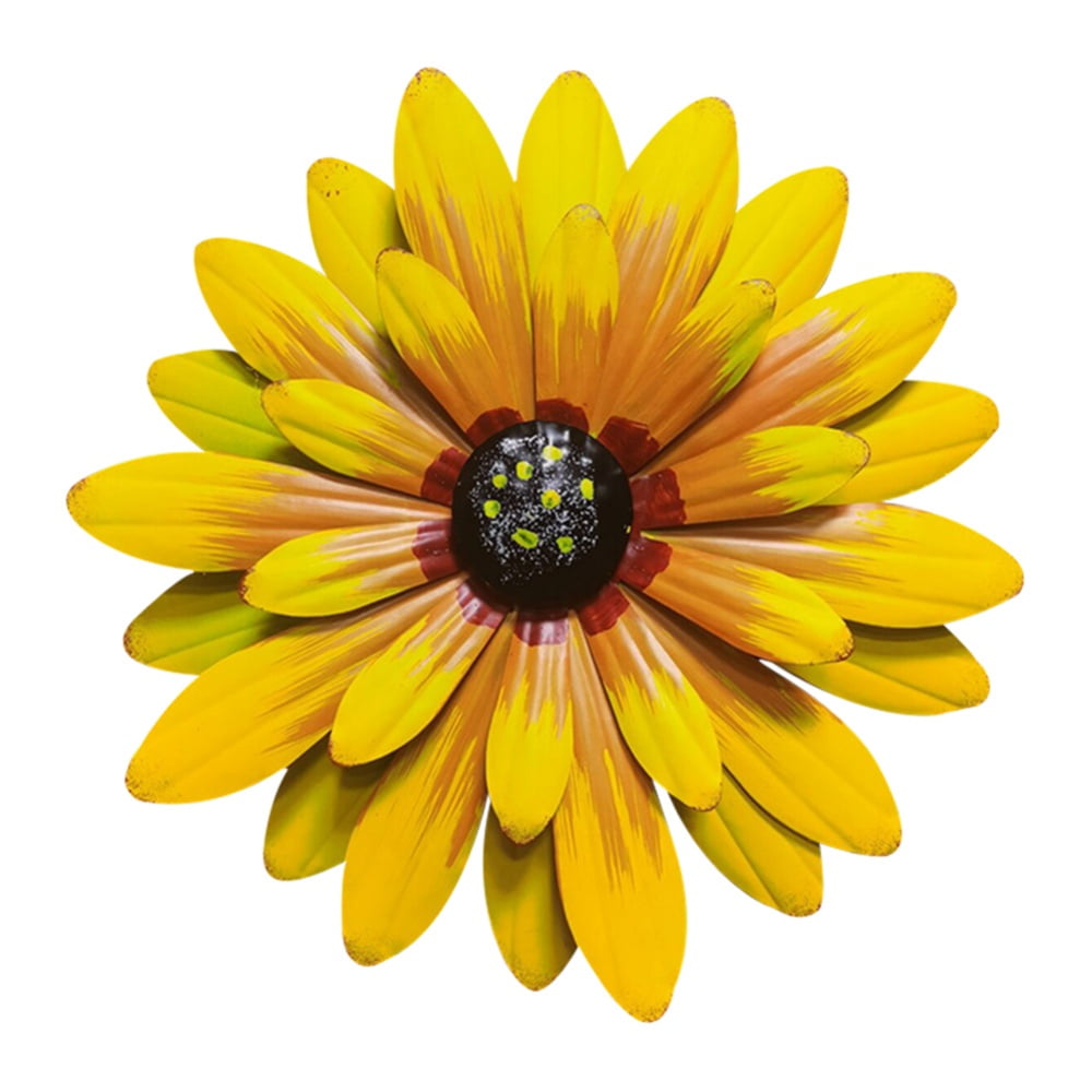 Willstar Large Metal Flower Wall Decor,Daisy Decorative Iron Floral Wall Art Indoor or Outdoor,Wall Sculptures Hanging Ornaments, Size: 32, Yellow