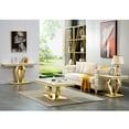 thumbnail image 4 of Unbranded Luxury Rectangular Sofa Console Table Modern Living Room Entryway Table with Mirrored Gold Geometric Base White, 4 of 5