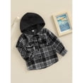 thumbnail image 3 of Bagilaanoe Toddler Baby Boy Hooded Jacket Plaid Long Sleeve Single-Breasted Shacket Coat with Pockets 1T 2T 3T 4T 5T 6T Kids Fall Casual Outwear, 3 of 8