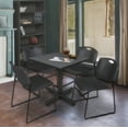 thumbnail image 2 of Kobe 30in. Square Breakroom Table- Grey & 4 Zeng Stack Chairs- Black, 2 of 8