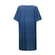 thumbnail image 4 of Vestido informal de verano con estampado de rayas para mujer - Vestido de playa holgado de manga corta y cuello redondo con bolsillos - Mezcla transpirable hasta la rodilla, 4 of 4