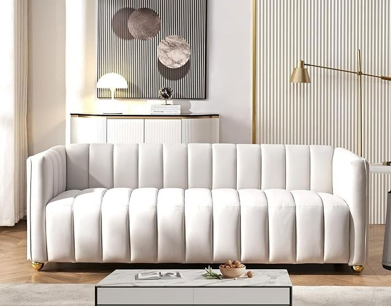 Glam Fabric Upholstered Solid Wood Frame 82.7