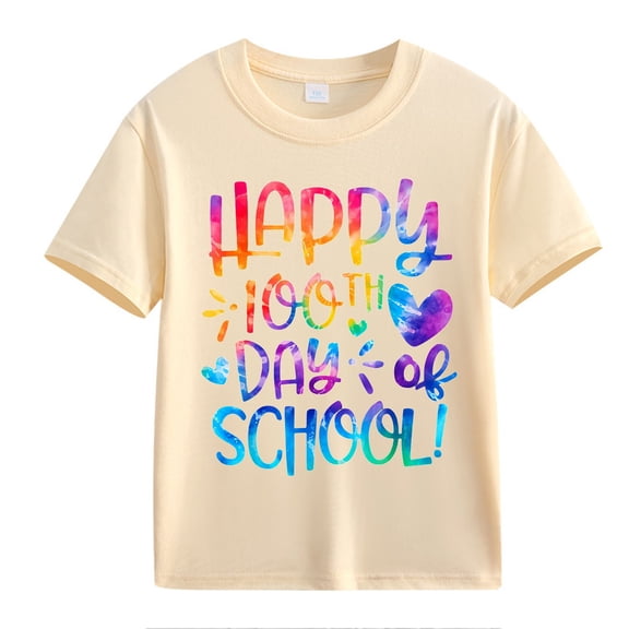 NOKIO Girls Cute Printed Shirt Kids' Special 100 Day Of School Tee 100th Day Of School Celebration For Girls And Boys Kids T Shirts Fun Colorful Numbers