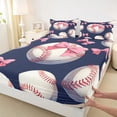 thumbnail image 4 of Castle Fairy Sport Baseball King Sheets 4pcs, Kawaii Bow Bedding, White Red Blue,1 Fitted Sheet, 1 Flat Sheet and 2 Pillowcases, 4 of 6
