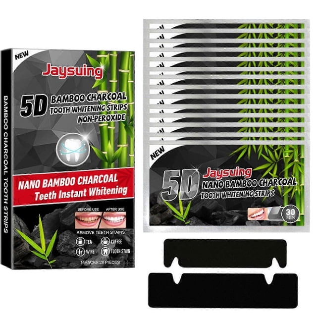 Jaysuing 14packs/box 5D Bamboo Charcoal T-eeth W-hitening Strips T-eeth D-ental P-aste W-hitening Cl |