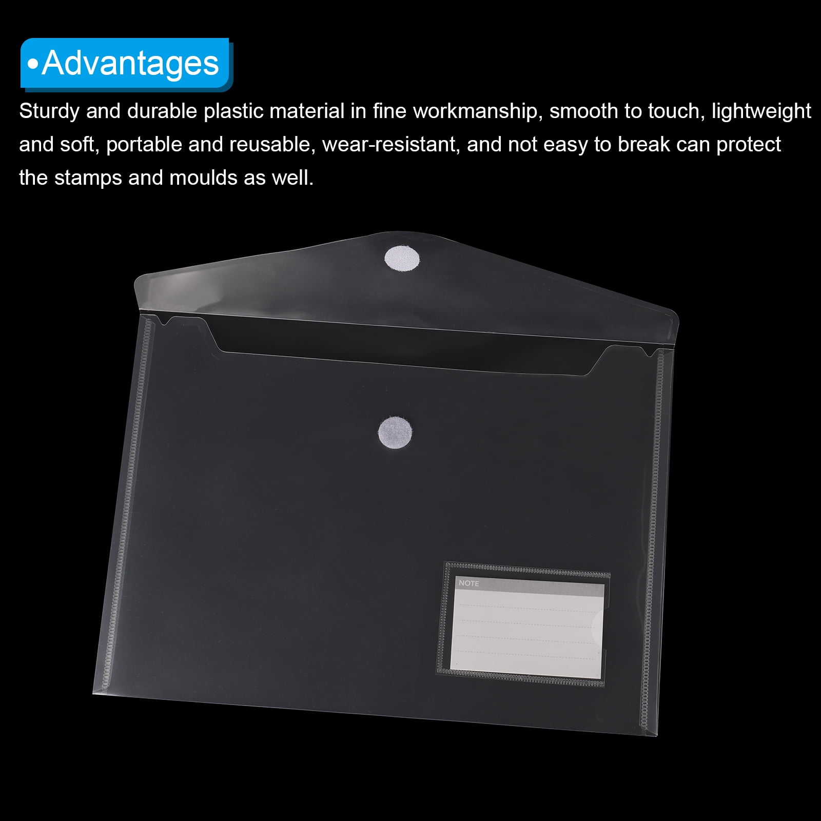 Uxcell Plastic Envelopes Folder, 15Pcs A4 Letter Size with Label Pocket File Bag Clear