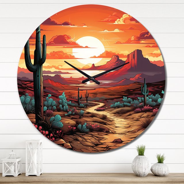 Designart "Wilderness Heat Nature s Blaze" Landscapes Oversized Wall Clock