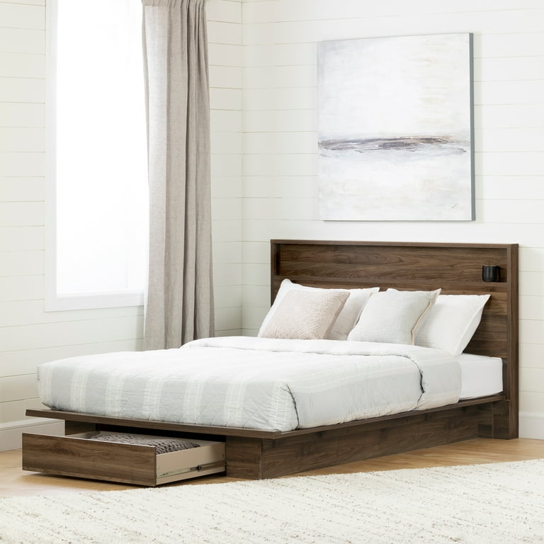 South Shore Tao Full Queen Panel Headboard in Natural Walnut