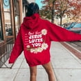 thumbnail image 4 of Bibifish Womens Hoodies Letter Floral Print Drawstring Hoodies With Pocket Oversized Fit Spring Fall Long Sleeve Stylish Pullover Tops For Ladies, 4 of 6