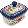 thumbnail image 1 of Polish Pottery 6¼-inch Butter Dish (Flower Heaven Theme) Signature UNIKAT Hand Painted in Boleslawiec, Poland + Certificate of Authenticity, 1 of 6