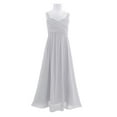 thumbnail image 3 of renvena Big Girls Bridesmaid Chiffon Pleated Wedding Sleeveless Princess Pageant Party Dress Gray 10, 3 of 7