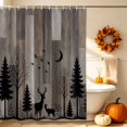 thumbnail image 4 of Wild Deer Shower Curtain Set - Small 36" x 72" Washable Bathtub Curtain with 12 Hooks, Farmhouse Forest Trees Wood Grain Brown Waterproof Fabric Stall Shower Curtains for Bathroom/Bathtub Décor, 4 of 8