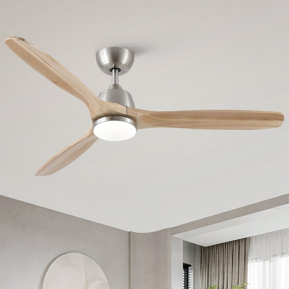 52" Brushed Nickel Ceiling Fan with LED Light & Remote, Reversible DC Motor, 6-Speed Quiet Fan for Medium Rooms