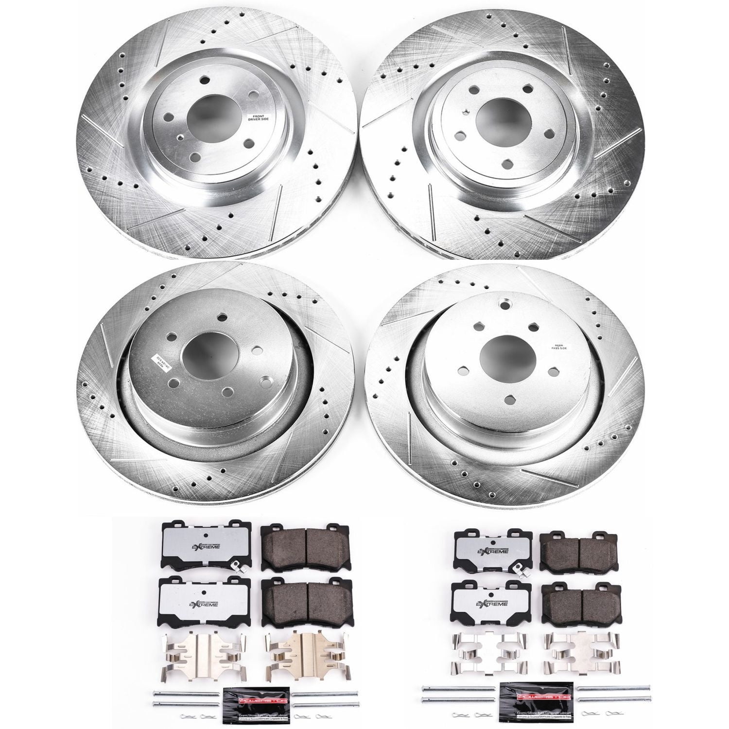 PowerStop Front and Rear Z26 Street Warrior Carbon-Fiber Ceramic Brake Pad and Drilled and Slotted Rotor Kit Fits: INFINITI Select Models K5823-26