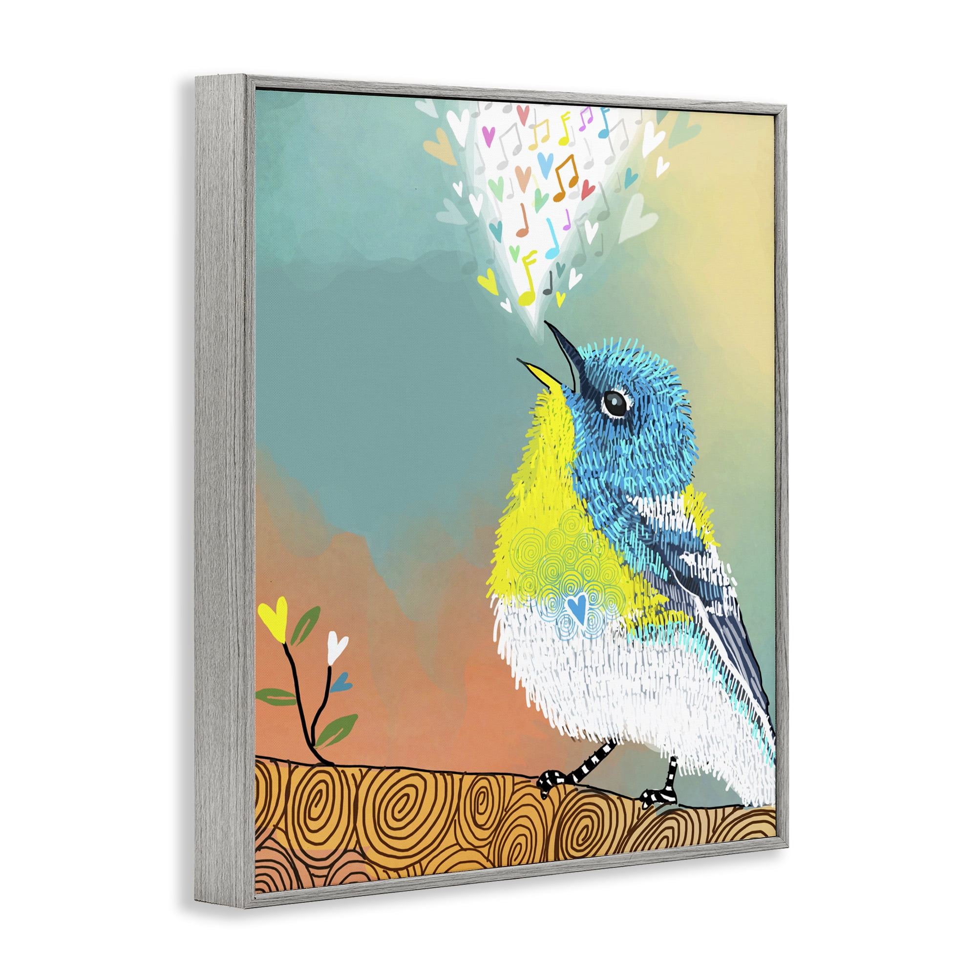 Stupell Industries Dream Chaser Songbird Gray Framed Giclee Art, design by Suzanne Millius