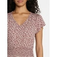 thumbnail image 4 of Time and Tru Women’s and Women’s Plus Smocked Waist Midi Dress with Flutter Sleeves, Sizes XS-4X, 4 of 5