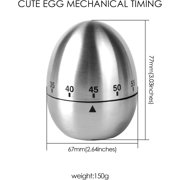 Runleader Egg Shape Count Down Kitchen Timer Mechanical Timing Rotating Alarm 60 Minutes Stainless Steel