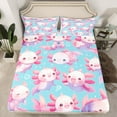 thumbnail image 2 of jejeloiu Cute Axolotl Full Size Sheets,Cartoon Ocean Animal Bed Sheets,Pink Blue Sheet Sets For Girls Kids,Luxury Bedroom Decor,4 Pieces, 2 of 7