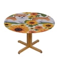 thumbnail image 3 of JEUXUS  Dog and Sunflower Round Fitted Tablecloth, Waterproof Round Table Cloth with Elastic Edged Washable Table Cover for Indoor Outdoor Fits Tables, Small, 3 of 7
