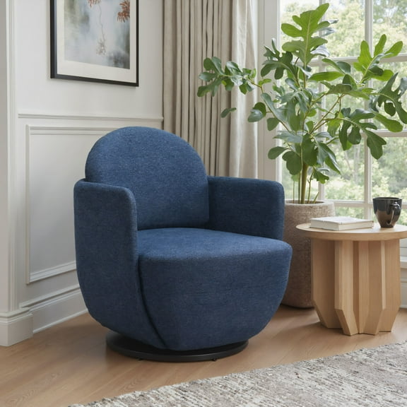 Bant Swivel Chair Blue Accent Chair, Modern Style, Armrest support, Plywood, Indoor Living
