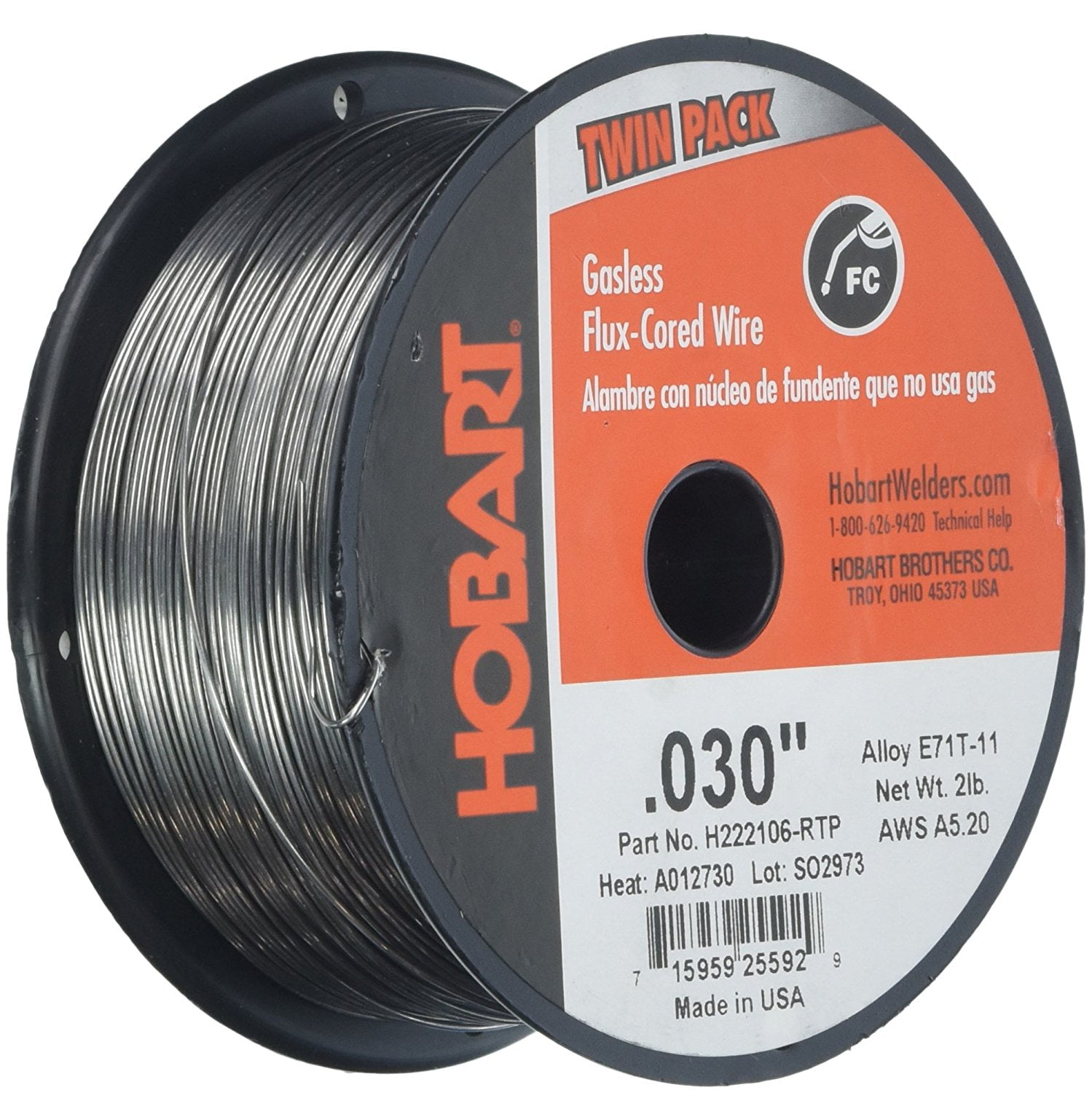 Hobart H222106RTP 0.030Inch 4Pound E71T11 FluxCored Welding Wire