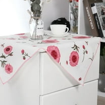 PiccoCasa Vinyl Square Tablecloth Pink 35" x 35" Flower Pattern Waterproof