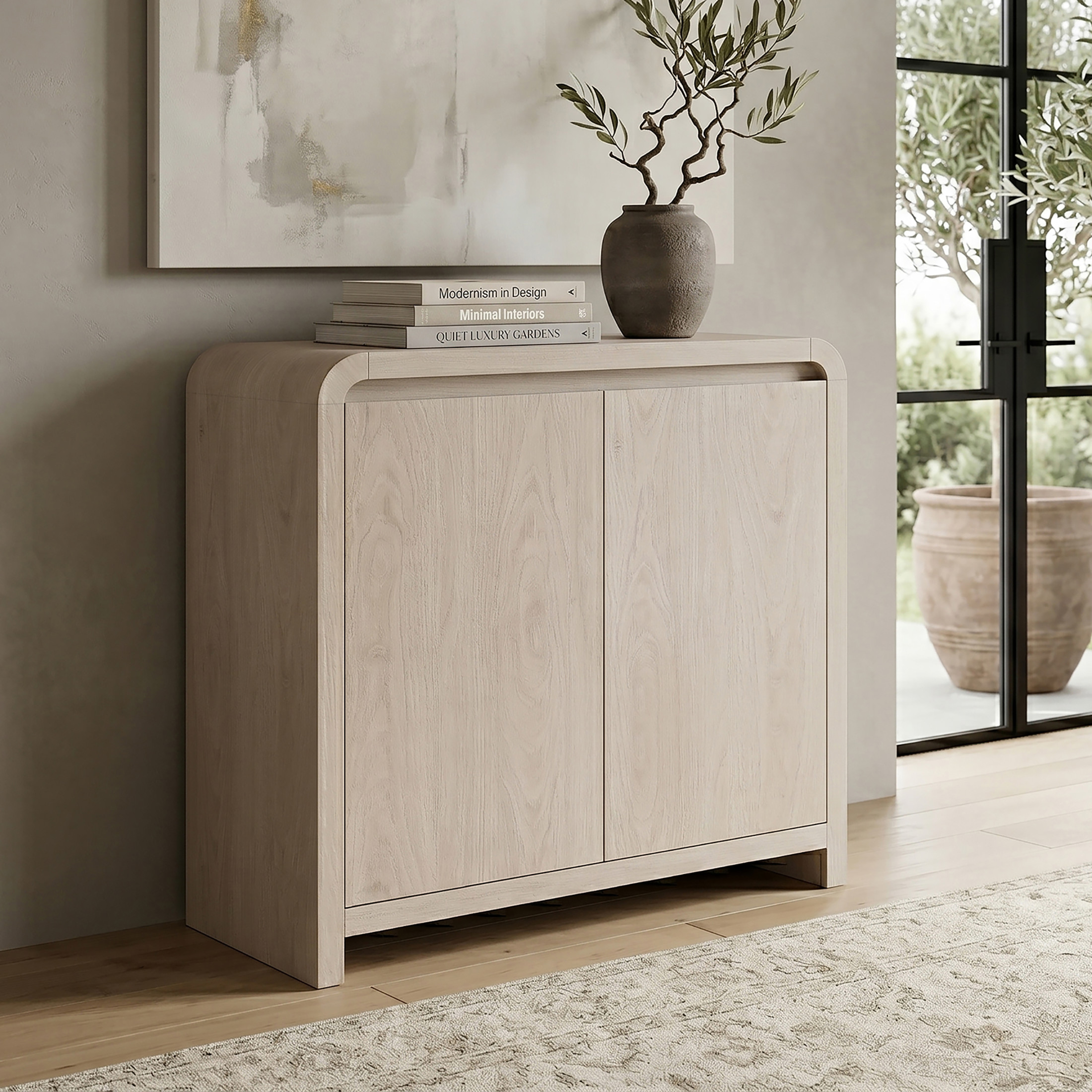 Evelyn&Zoe Modern/Contemporary 32" Wide Alder White Accent Cabinet