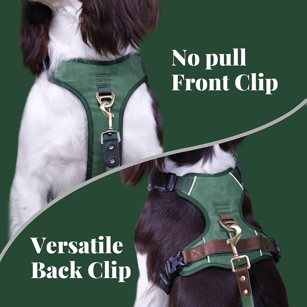 Pet Artist No Pull PU Leather Dog Harness, Adjustable Pet Vest with Handle, Quick Fit Easy Control Soft Padded Vest for Small Medium Large Dogs