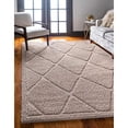 thumbnail image 1 of Unique Loom Trellis Shag Collection Plush Geometric Modern Moroccan Lattice Beige Area Rug (5' 0 x 8' 0), 1 of 1