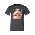 thumbnail image 2 of Wild Bobby, Flamingos in Summer on Beach, Animal Lover, Men Graphic Tees, Heather Black, Medium, 2 of 3