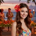 thumbnail image 3 of Red Hawaiian Flower Hair Clip Adult Costume, 3 of 4