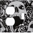 thumbnail image 4 of Metal Light Switch Plate Outlet Cover Skull Rose Flower Gray SKL002, 4 of 13