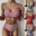 thumbnail image 3 of Women 2 Piece Bikini Set Shiny Shimmer Solid Color Push Up Padded Swimsuit High Waisted Tummy Control Bathing Suit, 3 of 20