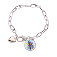 thumbnail image 1 of Pulsera de cadena de corazón Blue Feather Unbranded joyería encanto moda 7,5 pulgadas, 1 of 3