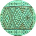 thumbnail image 1 of Ahgly Company Indoor Round Southwestern Turquoise Blue Country Area Rugs, 3' Round, 1 of 4