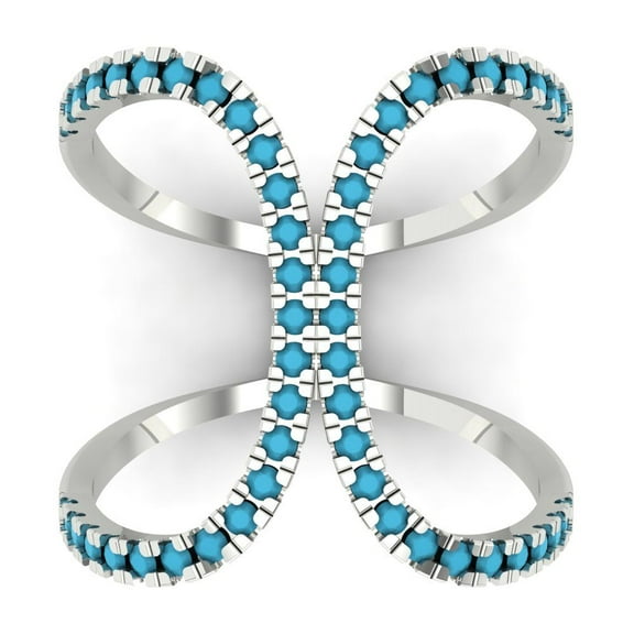 Statement Engagement Ring for Women - 0.5ct Simulated Turquoise in 14K White Gold Promise Ring