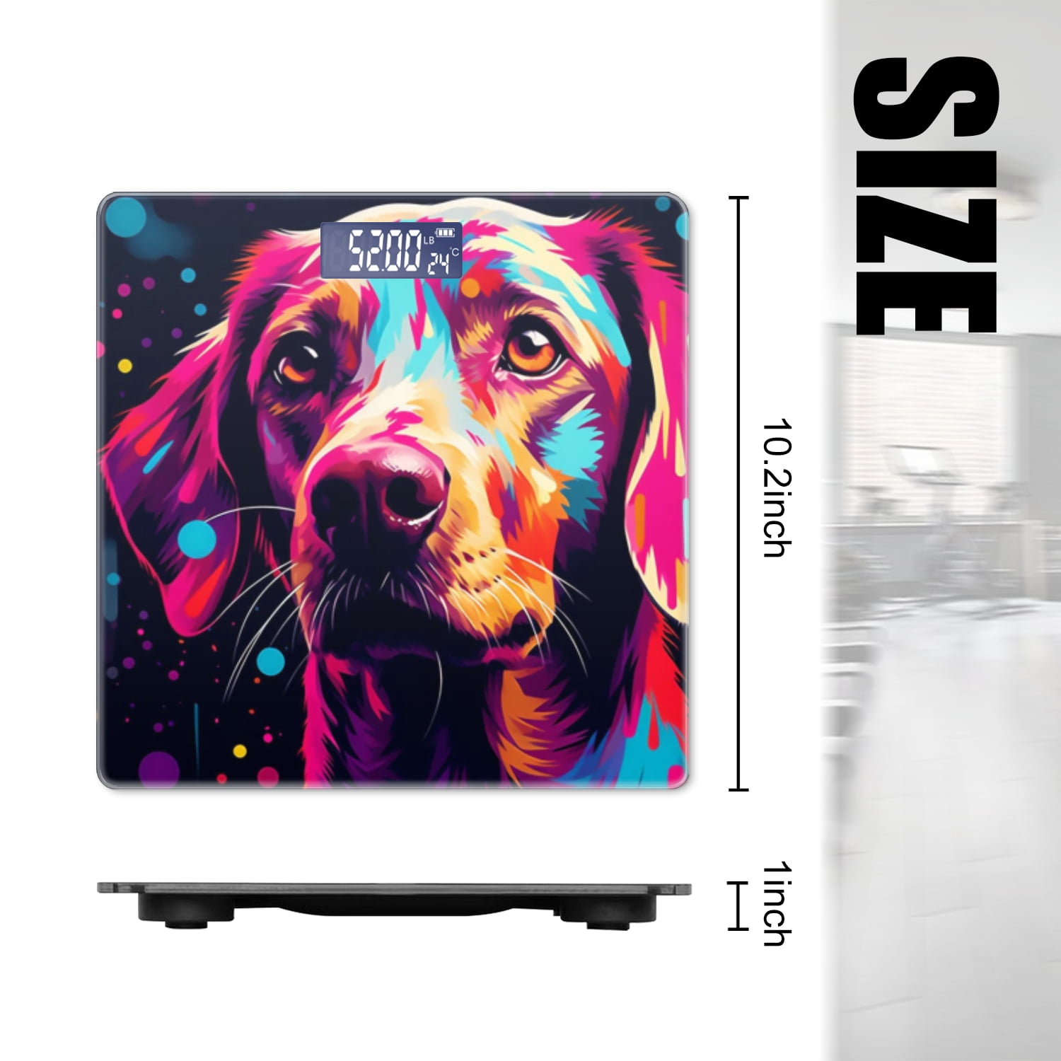 High Precision Body Weight Scale Smart Bathroom Scales with Large LCD Display(400lbs),Decorative for Bedroom-Colorful Vector Art Of Bulldog