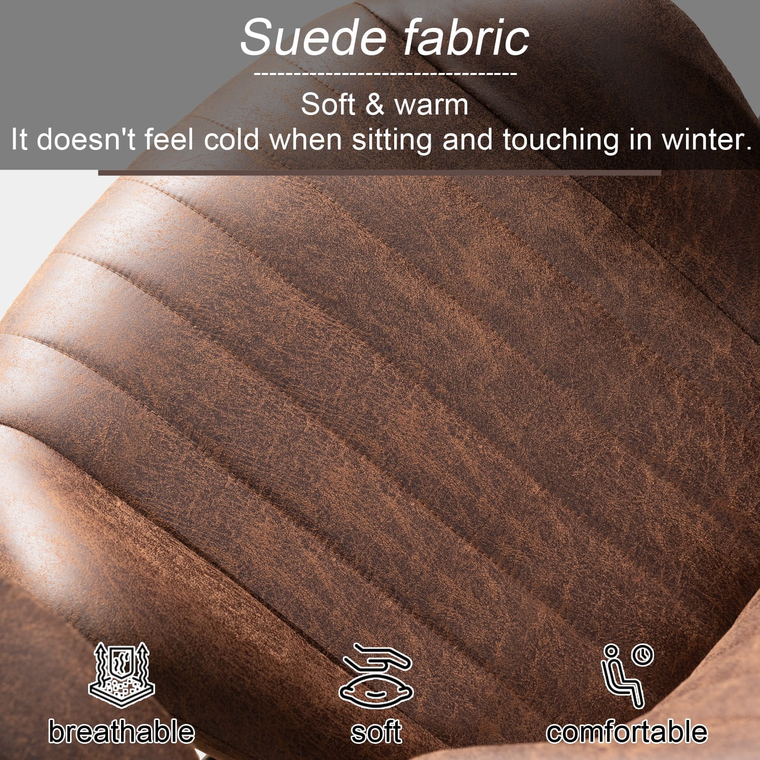 Ovios Ergonomic Office Chair Modern Computer Desk Suede Fabric Desk Chair with Lumbar Support for Home Office