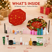 Red Christmas Beauty Advent Calendar, Makeup Gift Set with Skincare Items for Women, Holiday Countdown Surprise Box, 24 Days