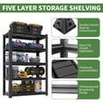 thumbnail image 5 of IKIMI 72"H 5-Tier Metal Garage Shelving, 2500Lbs Heavy Duty Adjustable Garage Storage Shelves for Home, Garage, Basement, 72"H x 47"W x 23.6"D, 5 of 6