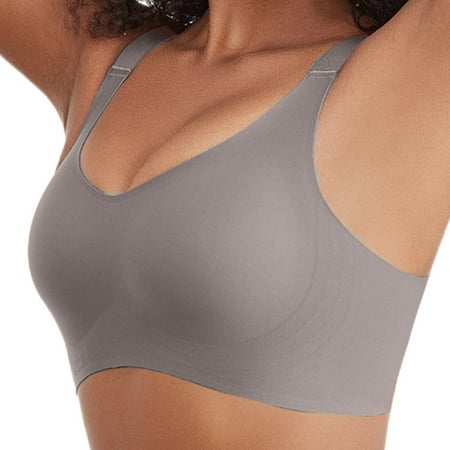 Yunleeb Invisible Bralette Lightweight Bra with Silicone Line Support Bra YL01-Gray S