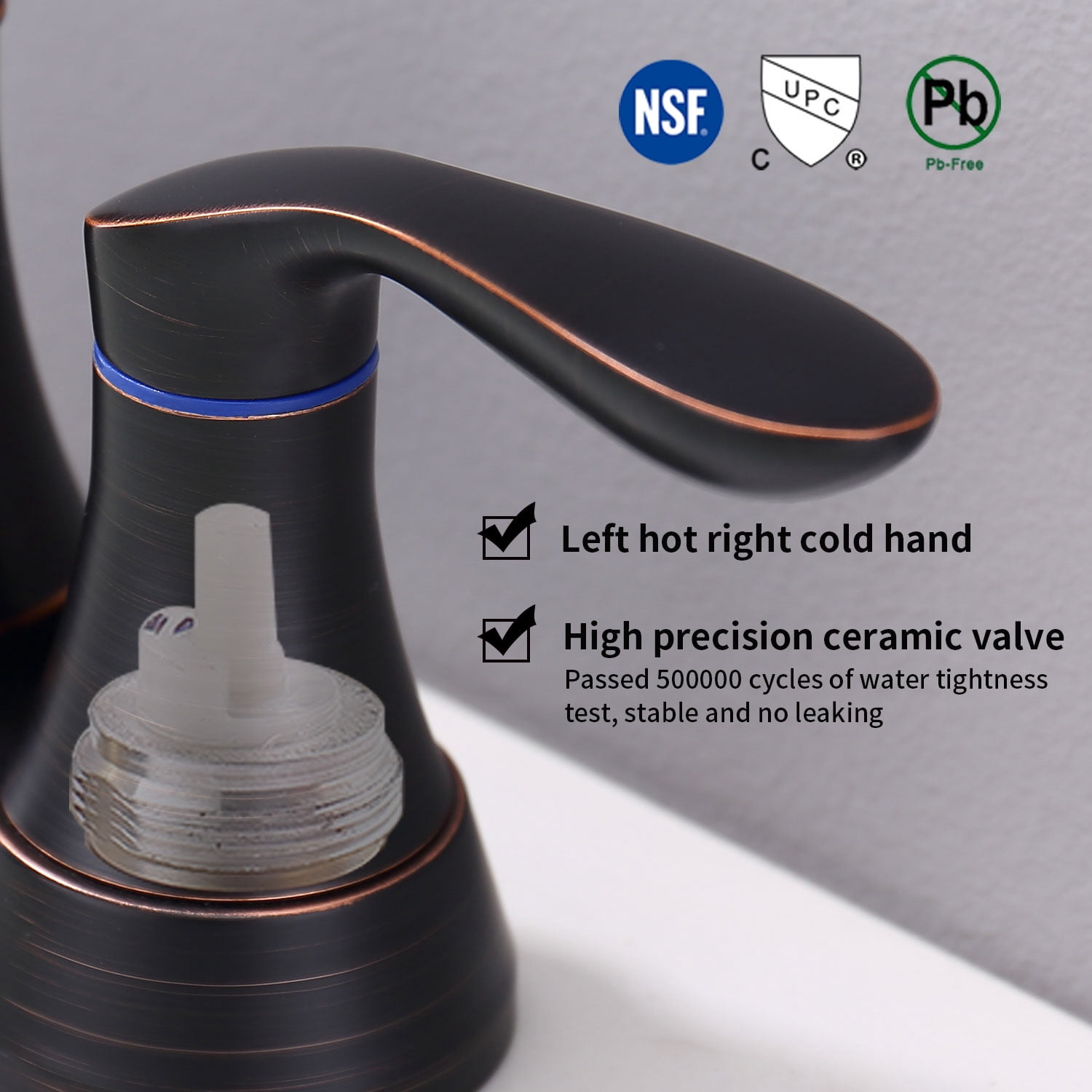 2-Handle 4-Inch Oil Rubbed Bronze Bathroom Faucet, Bathroom Vanity Sink Faucets with Pop-up Drain and Supply Hoses [Unable ship on weekends,+usps/fedex]